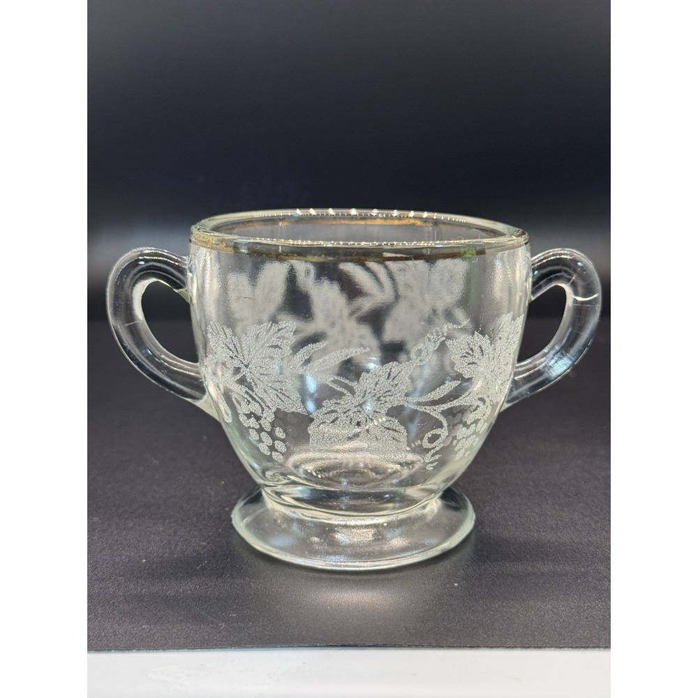 Vintage‎ Bartlett and Collin's Etched Sugar Bowl two handles